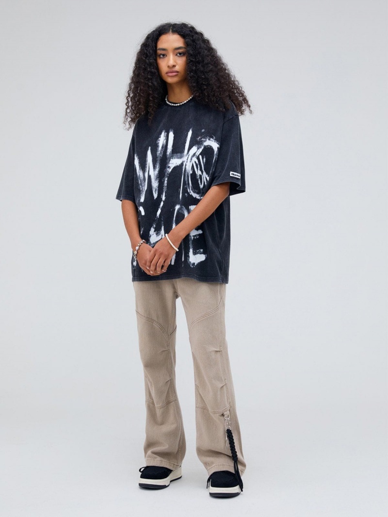 T Shirts Aelfric Eden Mottled Graffiti Print Tee Noir | XYS-42075180